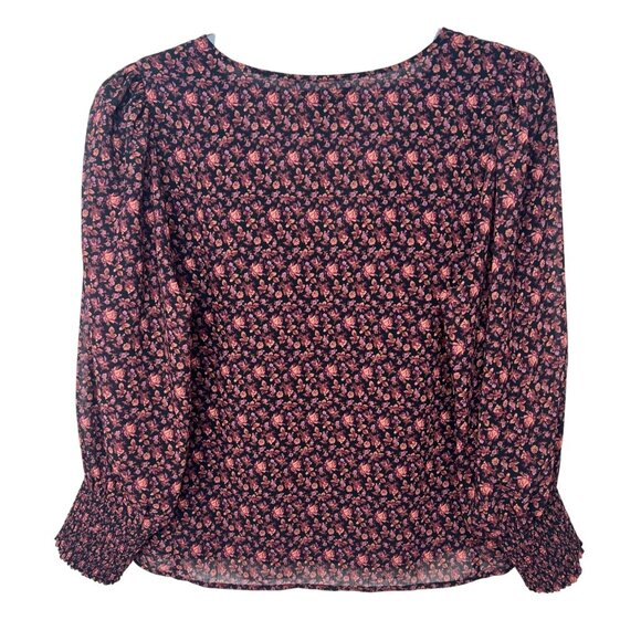 Madewell Orchard Floral Georgette Smocked-Cuff Button-Up Blouse Button-Front 12 - Picture 3 of 13